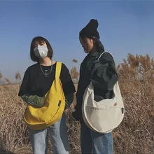 Новая холщовая Сумочка для пышек Harajuku, Женская вместительная сумка-мессенджер с пельменями, Корейская Студенческая сумка через плечо