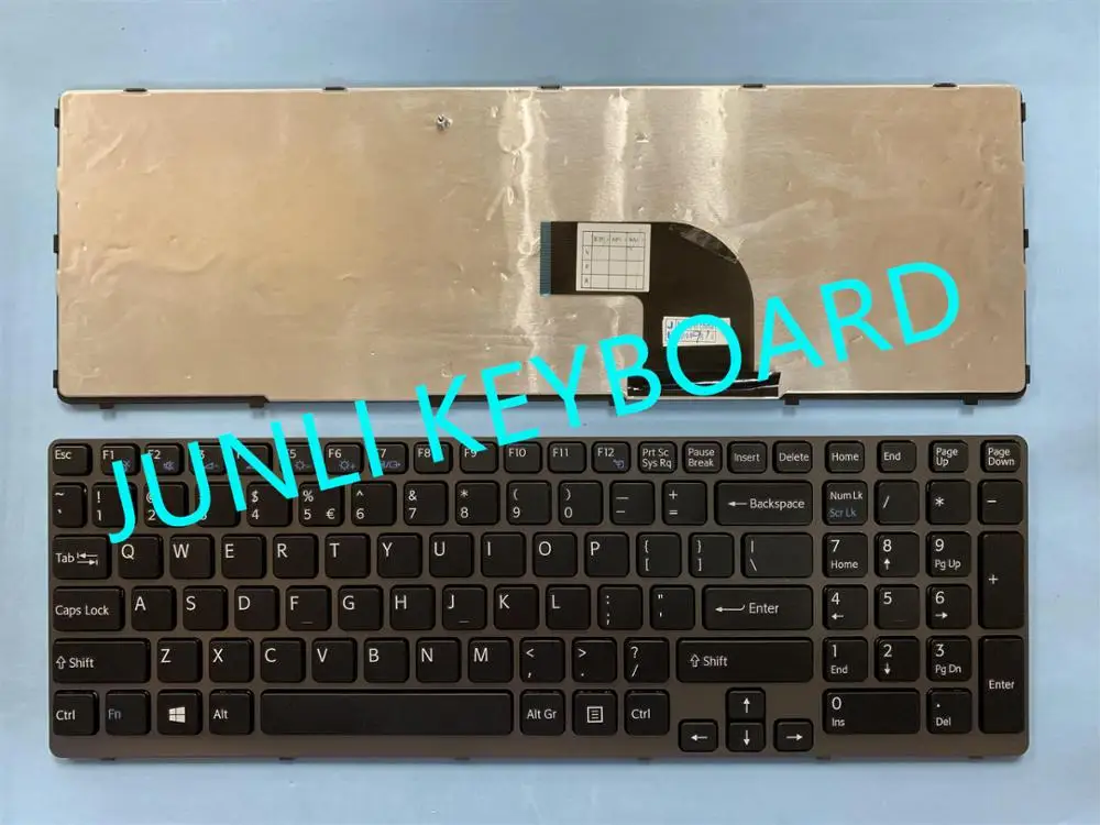 JUNLI клавиатура для оригинального sony Vaio SVE15 SVE-15 США Черный с серой рамкой Клавиатура ноутбука