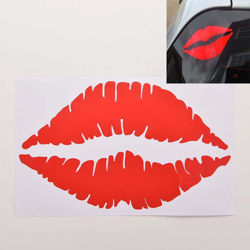 1 X Kiss Mark Lips Car Decal Sticker Sexy Hot Red PVC Window Bumper Decor