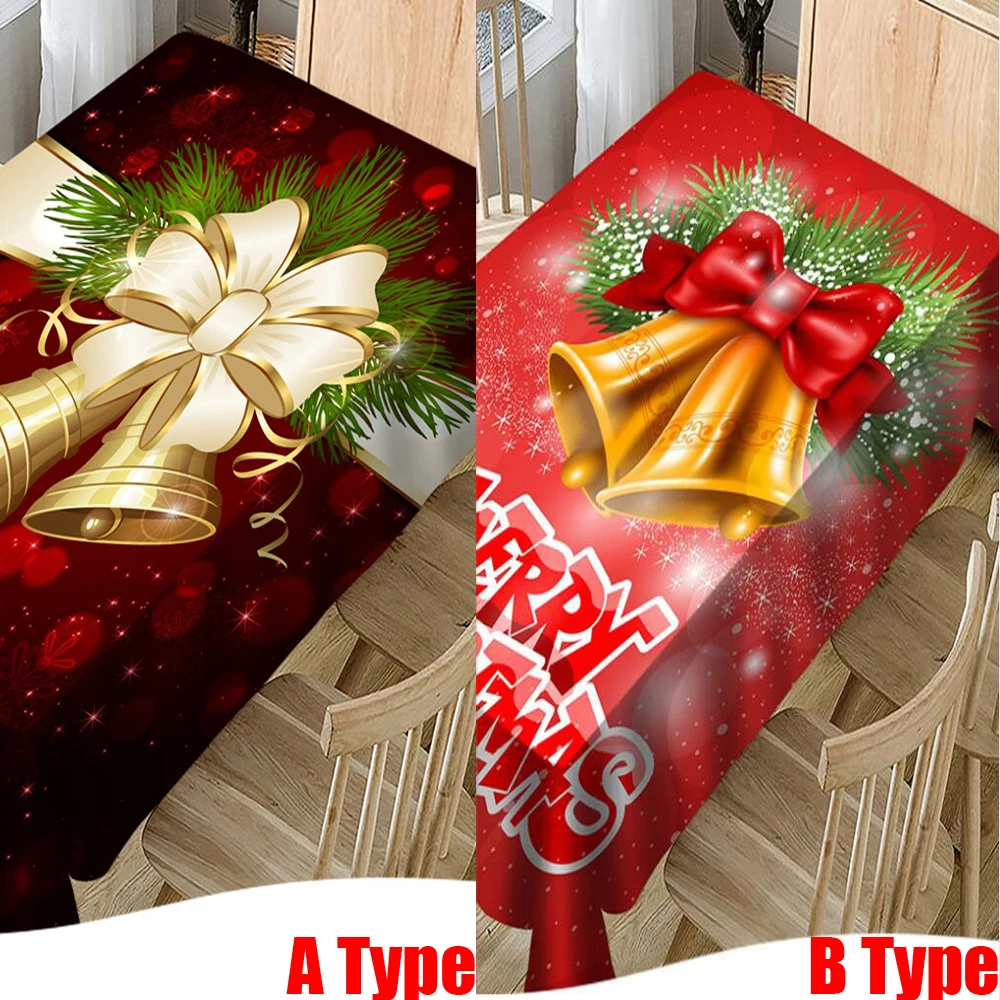 Najtaniej Christmas Bell 3D nadrukowany wzór prostokątne obrusy Xmas Party piknik ochrona przed kurzem na stół pokrowiec z materiału herbata szafka nocna Mat