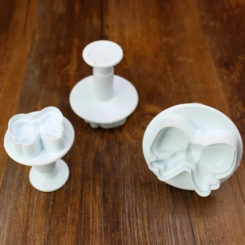 

3pcs Bow Shape Plunger Cookie Cutters Cake Biscuits Pastry Fondant Chocolate Decorating DIY Kitchen Baking Tools
