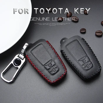 

Leather Car Key Cover with Metal Keychain For Toyota Camry CHR Avalon Corolla C-HR CHR Prado RAV4 Avalon Land Cruiser Accessorie