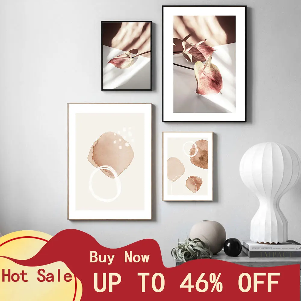 

Abstract Canvas Painting Geometry Art Print Sunshine Wall Prints Leaf Posters Scandinavian Wall Pictures For Living Room Decor