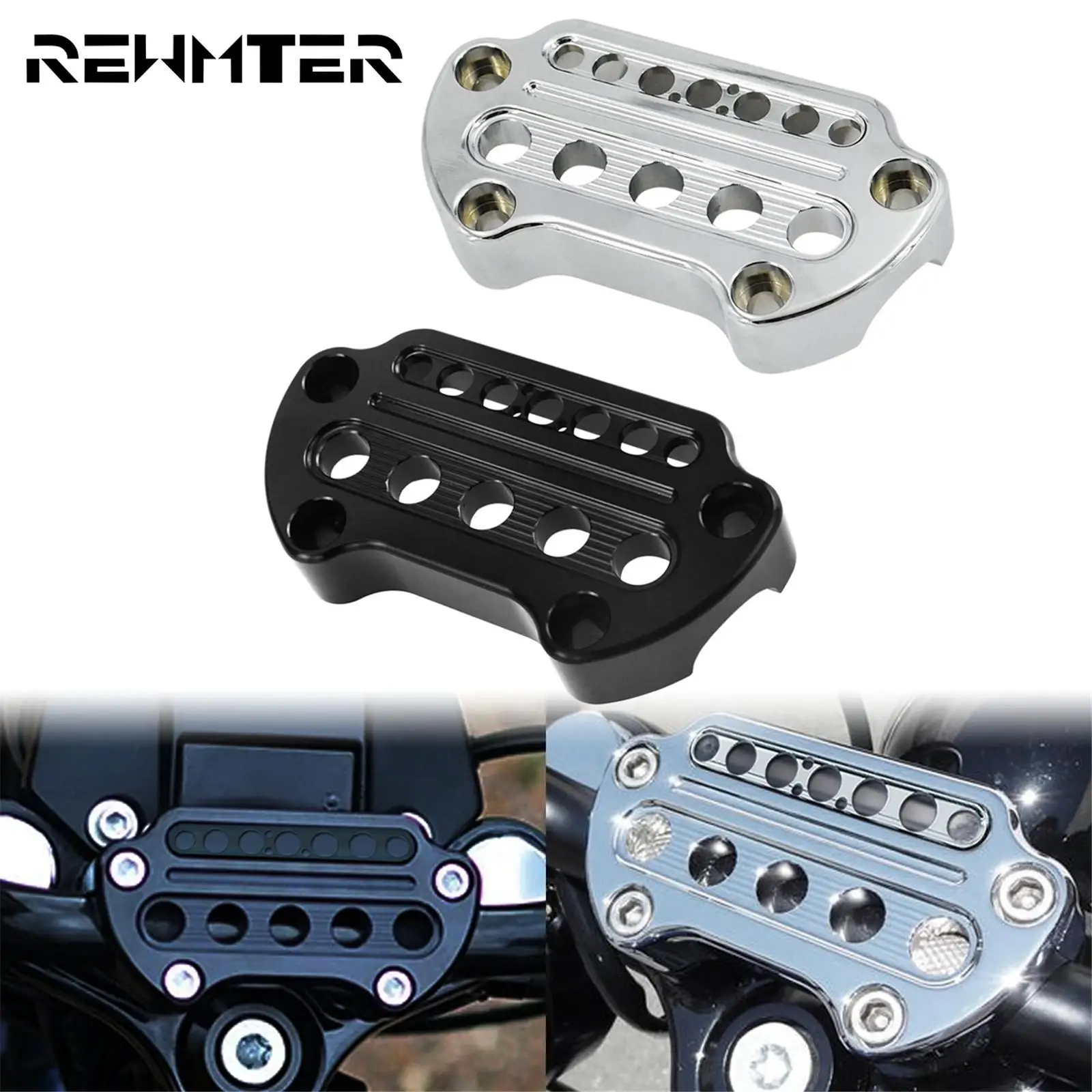 Lampada Spia Moto Manubrio Barra Superiore Riser Morsetti Montaggio Per Harley Sportster Xl 883 95-Up Dyna Fxdf Fat Bob 06-Up