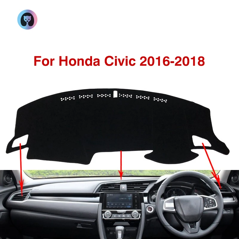 

For Honda Civic 2016 2017 2018 Anti-Slip Mat Dashboard Cover Pad Flannel Sunshade Dashmat Carpet Car Accessories