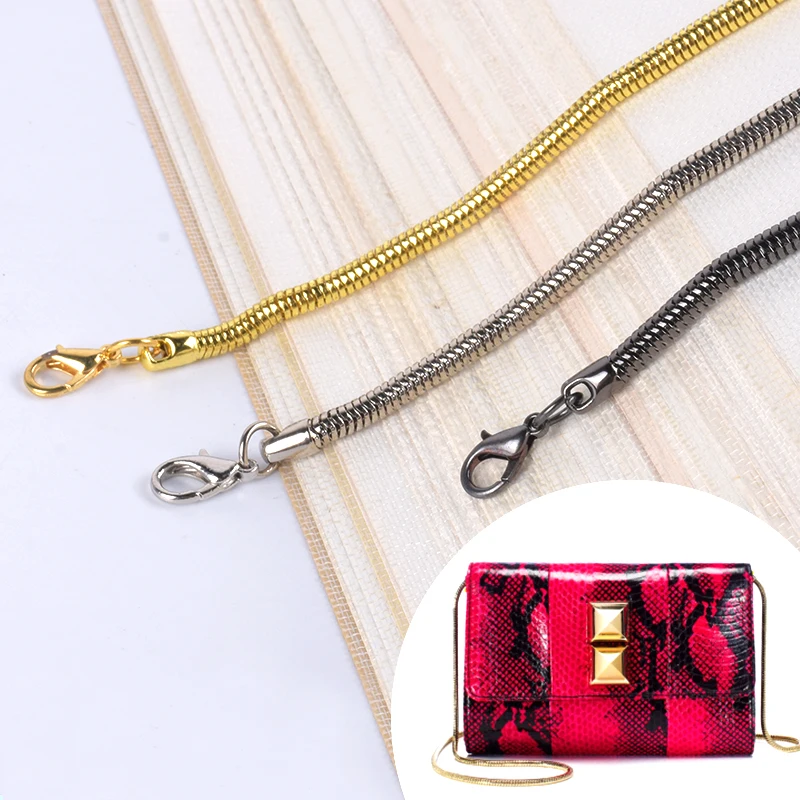 1x Brass Snake Chain Bags Straps  Metal Purse Chain Strap Handle Handle Replacement For Handbag Shoulder DIY Handbag