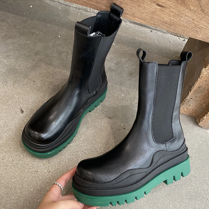 soft leather mid calf boots