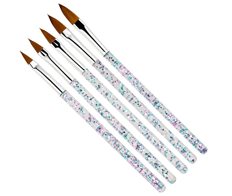 

5Pcs/set 11/13/15/17/19mm Nail Art Crystal Brush UV Gel Builder Painting Dotting Pen Carving Tips Manicure Salon Tools