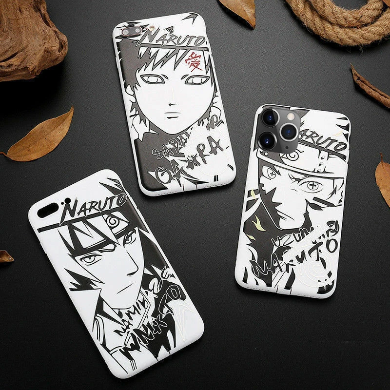 Роскошный черный белый чехол для телефона Наруто Sasuke Kakashi iPhone 11 Pro Max X 8 7 6 6S Plus XR XS