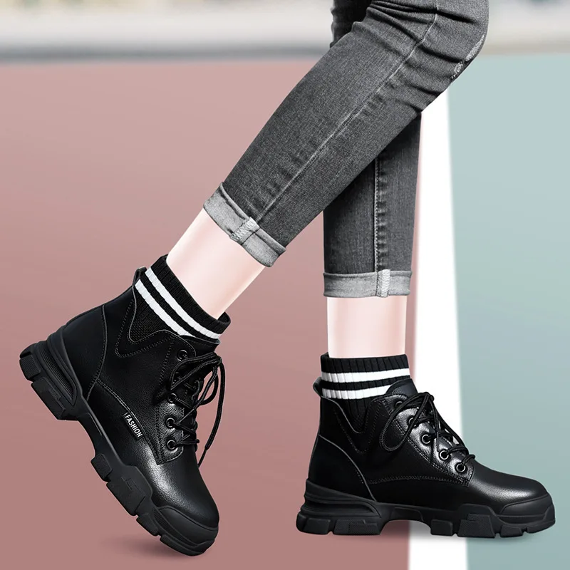 

Centennial Boots Women's Autumn & Winter 2019 New Style Thin Boots Short Martin Boots plus Velvet Thick Bottomed Short Boots WOM