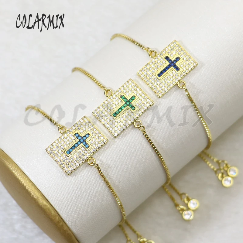 10 шт Прямоугольные Браслеты Крест Кристалл Шарм геометрические браслеты кристалл аксессуары соединители браслеты для женщин 5708