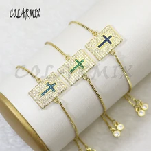 10 шт Прямоугольные Браслеты Крест Кристалл Шарм геометрические браслеты кристалл аксессуары соединители браслеты для женщин 5708