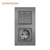 KAMANNI switch with socket wall switch 220v switches and sockets light switches AC Aluminum alloy Three frames DIY ► Photo 1/6