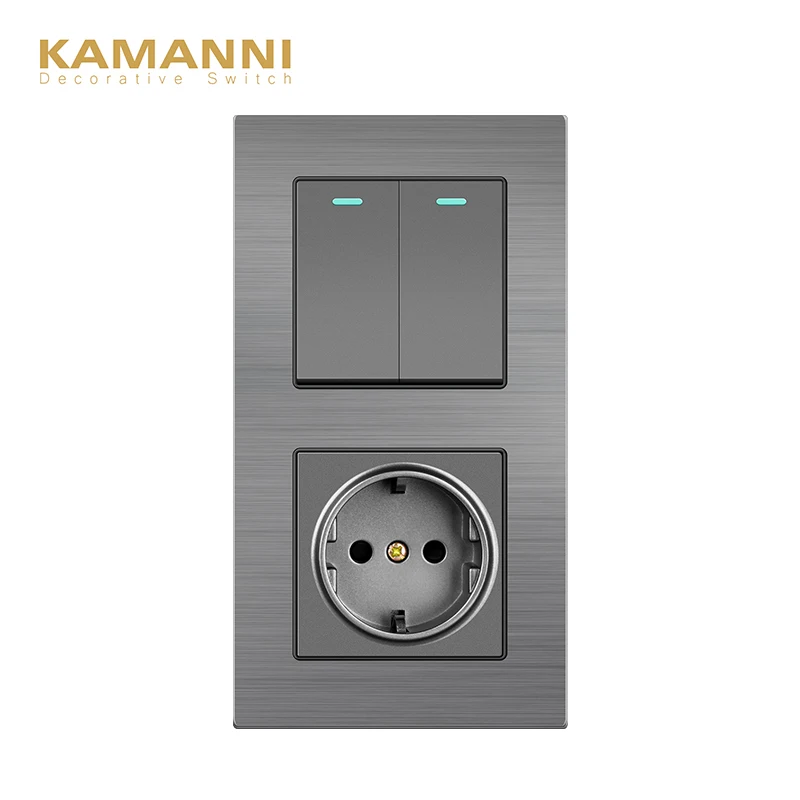 KAMANNI switch with socket wall switch 220v switches and sockets light switches AC Aluminum alloy Three frames DIY afbeelding
