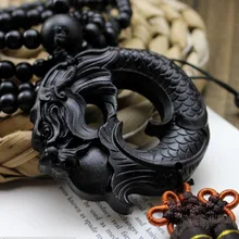 Mitología china antigua, adornos de dragón negro, escultura de estatua tallada en madera, amuleto, colgante de coche SW015B #30
