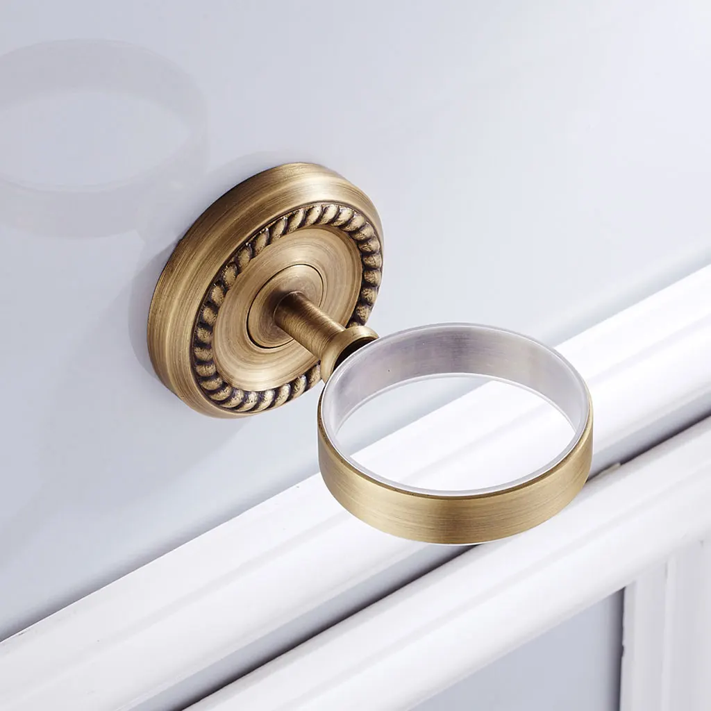 Bathroom Accessories Single Tumbler Holder Antique Brass Cup Storage Rack