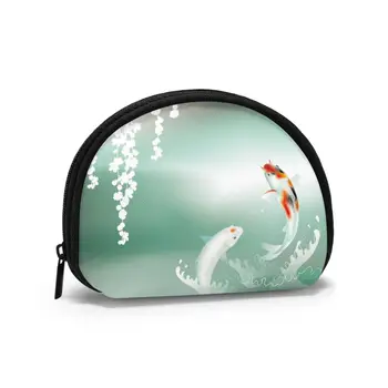 

Japanese Koi Carps Playing In Pond Classic Style Wallet Genuine Wallets Short Purse Card Holder Wallet Woman Fashion High