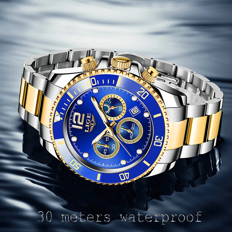 2023 LIGE Top Brand Luxury Fashion Diver Men Watch Waterproof Date Clocks Sport Watches Mens Quartz Wristwatch Relogio Masculino