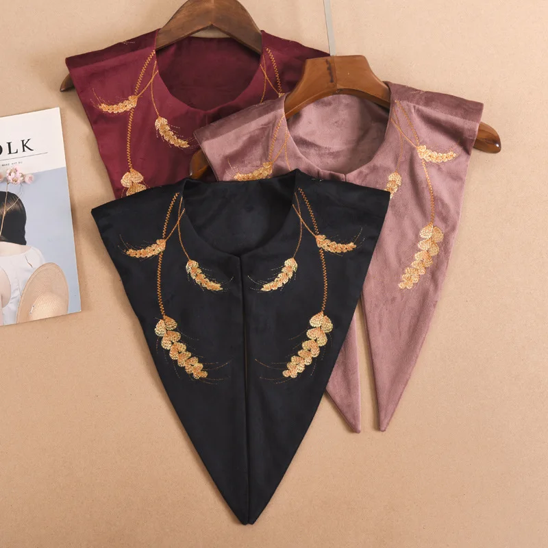 

Fashion Floral Embroidery Fake Collars for Women Sweater Blouse Formal Suit False Collar Shawl Decorative Detachable Collars