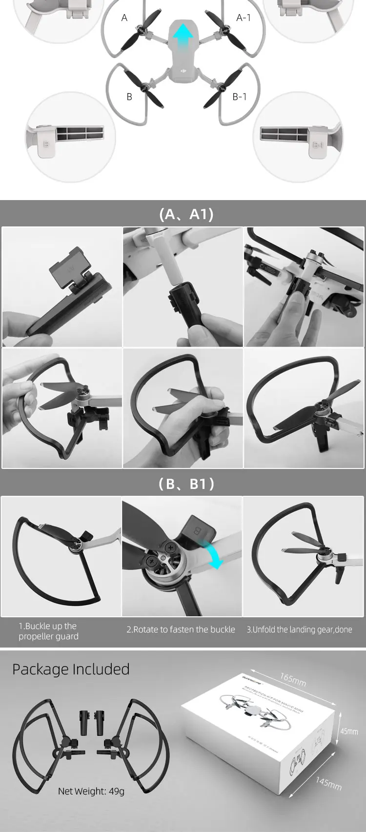 Sunnylife пропеллеры Защитные кольца с посадочными шестернями для Mavic Mini