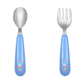 

2pcs/set Children Spoon Forks Kids Stainless Steel Kids Cutlery Portable Baby Feeding Utensils Baby Spoons Baby Tableware Set