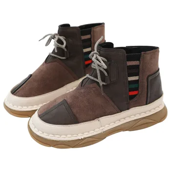 

Martin Boots Plus Velvet Warm Ankle Boots Mori Girl Short Boots Literary Retro Cotton Boots Handmade Casual Flat Women's Boots