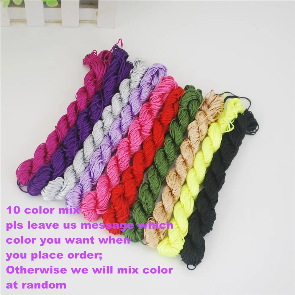 Шнуры для детского сада ручной работы Kumihimo 1 мм нейлоновый шнур макраме шелковая нить для бисера плетеная веревка мульти 250 м/лот DS206 - Цвет: mix color