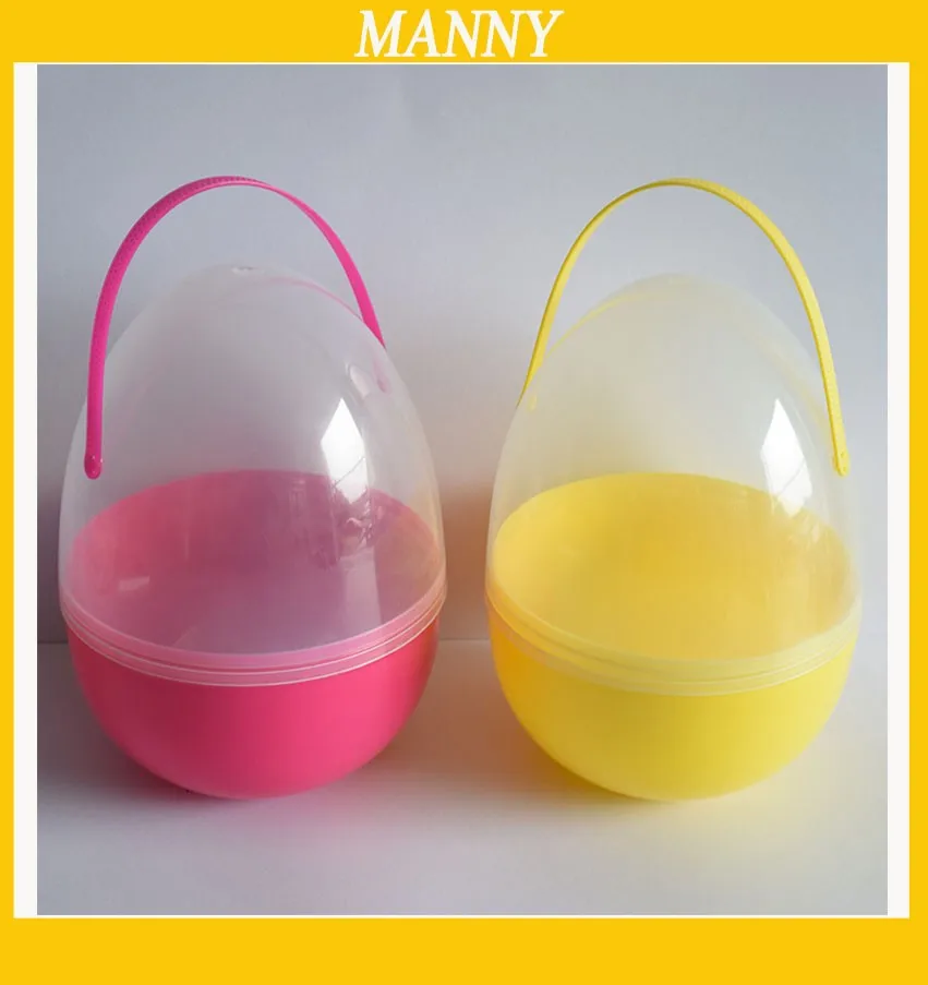 

5pcs/lot Big Plastic Easter Egg 18*25cm Egg Capsule For Easter /Gift Egg With Handle Free Shipping