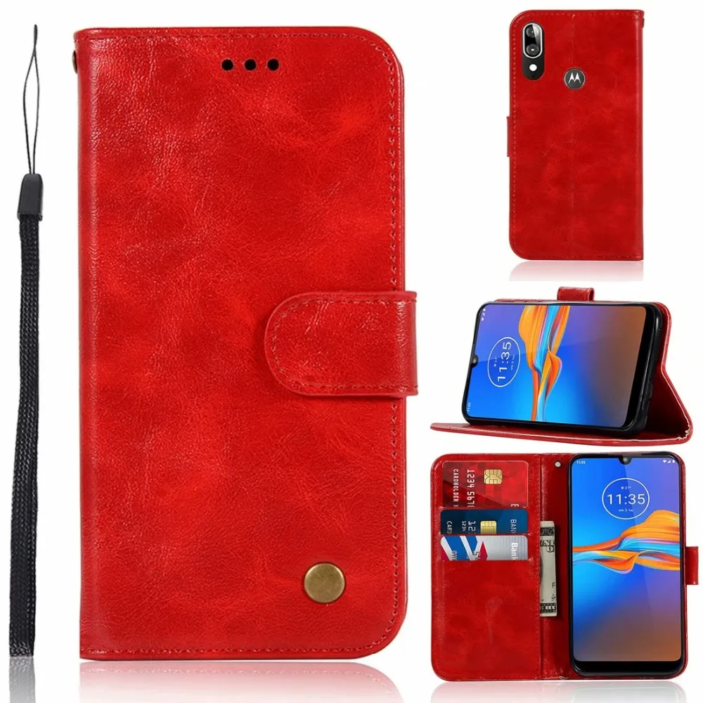 Кожаный чехол-книжка для Moto E6 PLUS, 6,1 дюймов, чехол для телефона, силиконовый чехол-кошелек