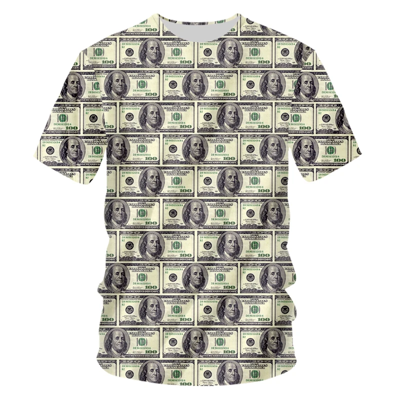 

IFPD EU Size Dollar T Shirt Hip Hop Fashion 3D Printed Money Tshirts Funny Cool Men's Casual Harajuku Tops Plus Size Clothing