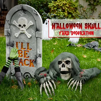 

UNOMOR Halloween Skull skeleton Garden Yard Decoration Props Party decor Halloween Holiday DIY Horrible Spooky Scary Skeleton