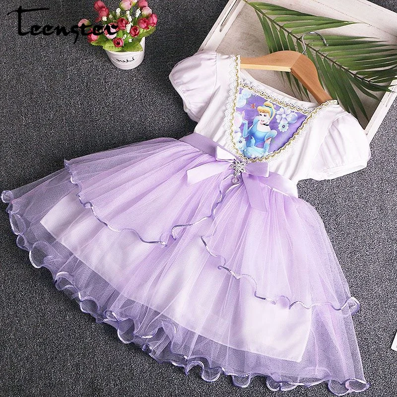 Teenster костюм для маленьких девочек детская одежда Vestidos кружевные летние детские