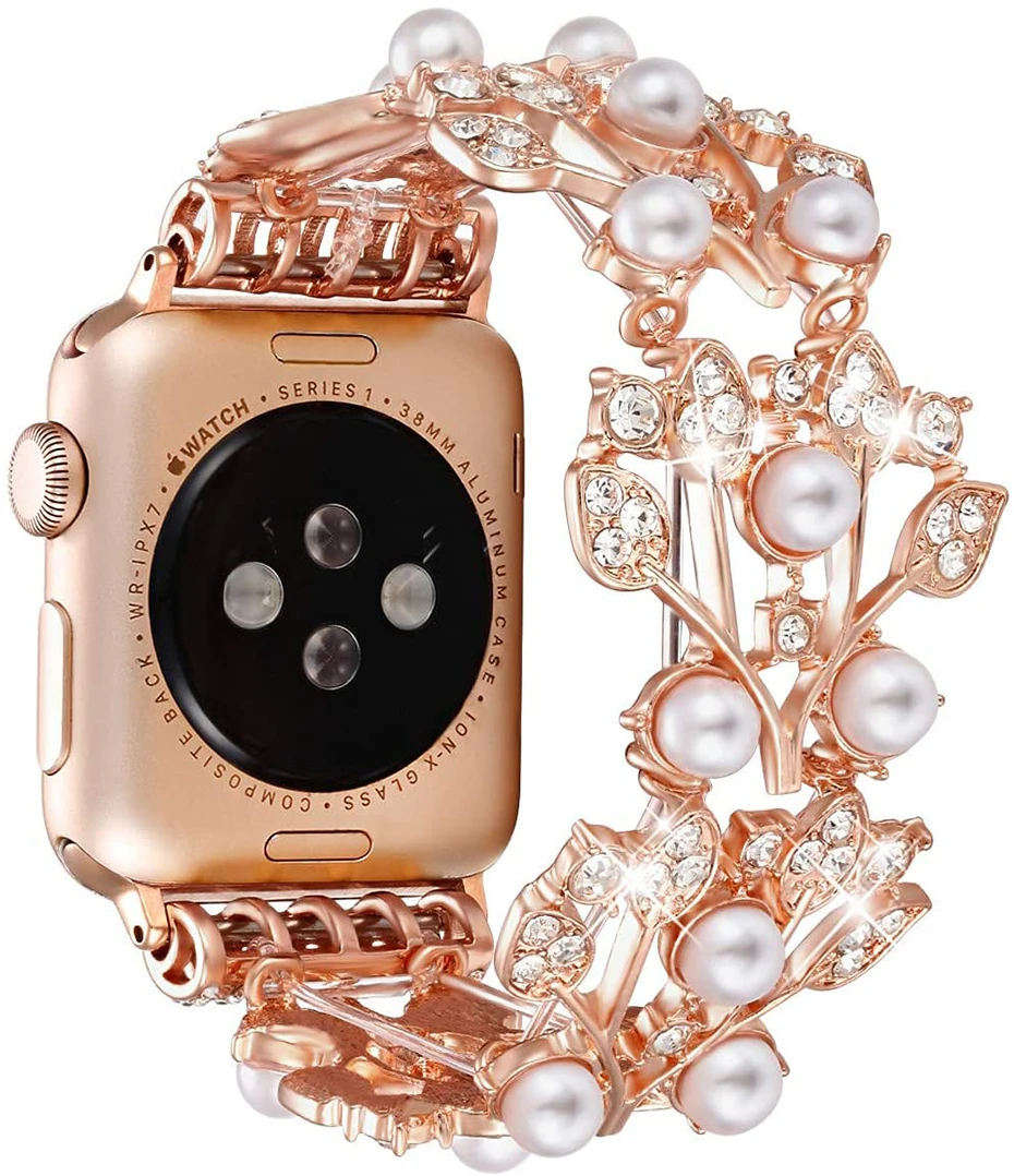 Ремешок для часов apple watch band 44 мм 42 эластичный сменный Браслет с жемчужинами и