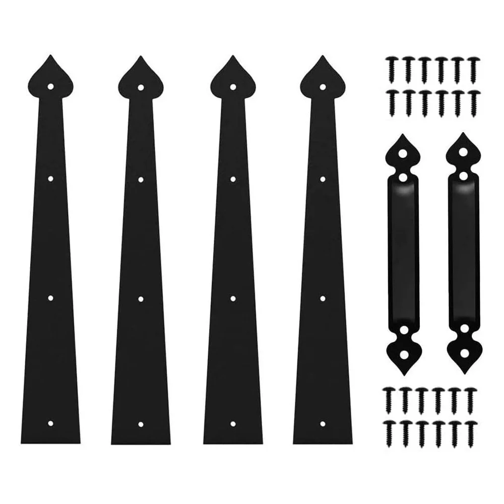 Haccer 6PCS Steel Garage Door Hardware Kit Decorative Carriage House Mounted Hinges Handles Door Hinge Handles stainless steel hinges door hinges