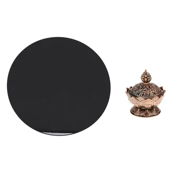 

1pcs Black m Acrylic Plastic Circular Plate & 1pcs Lotus Incense Smoke Cone Aroma Burner Holder Stove Backflow Censer