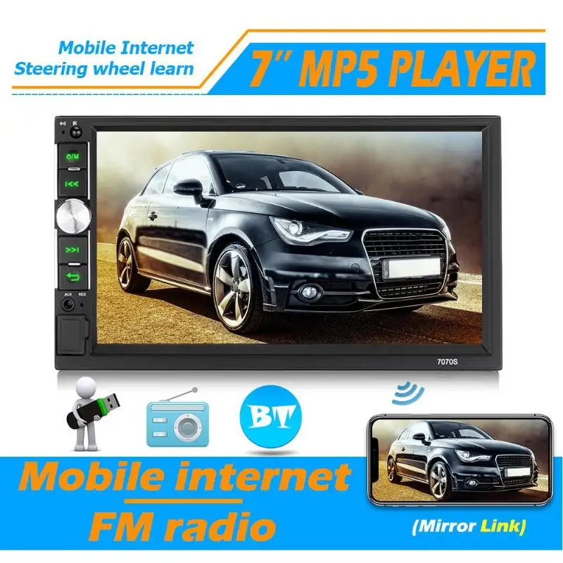 VODOOL 7070S 2 DIN 7 дюймов Сенсорный экран автомобильный стерео BT 4,0 FM головное устройство MP5 плеер Авто аксессуары