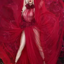 День рождения, празднование, платье Вечернее бар вокальное шоу костюм сценический наряд танцевальное длинное платье фестиваль красные цветы Прозрачное платье