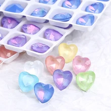 

8mm Heart Shape Shiny Rhienstones Korean Style Cute Glass Stras For Nails Decoration Pointback Mocha Glitter Crystal Stones