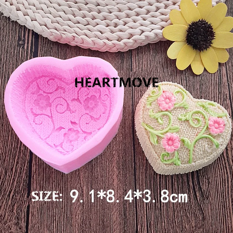 

New Embossing Mould Sugar Art Tool Heart Flower rattan shaped Silicone fondant mold Chocolate Candle Mold cake decoration tools