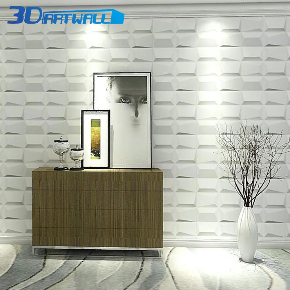 3DARTWALL 19,7 дюймов X 19,7 дюймов неправильный прямоугольник дизайн декоративные 3D настенные панели Белый 48 упаковок плитки