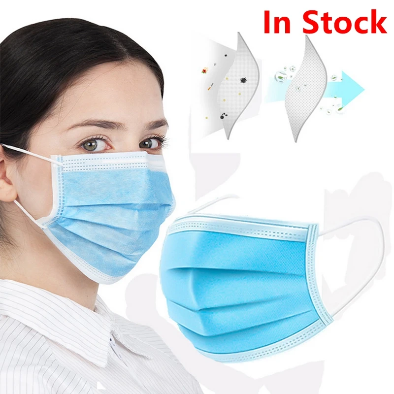 

Face Masks Disposable 3 Layers Dustproof Mask Facial Protective Cover Masks Set Anti-Dust Anti-fog anti-virus Masks fast ship