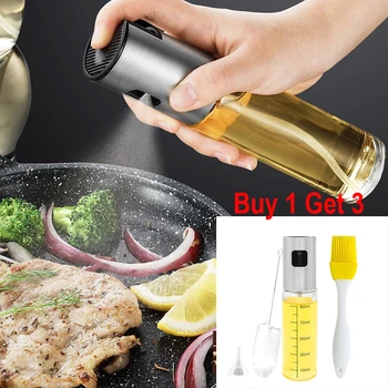 

4 Pack Oil Sprayer Bottle Dispenser Set Olive Soy Sauce Spray Bottle Oil Dispenser Cleaning Brush for BBQ Salad Baking Kitchen