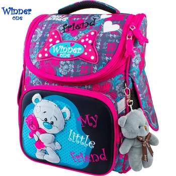 

Children School Bag for Girls Cartoon 3D Bear Cat Owl Pattern Kids Backpacks Orthopedic Backpack School Bags with Doll Grade 1-5