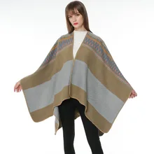 Export Women's Small Triangle Mixed Colors Large Width Article Faux Cashmere Slit European And American Streets Shawl