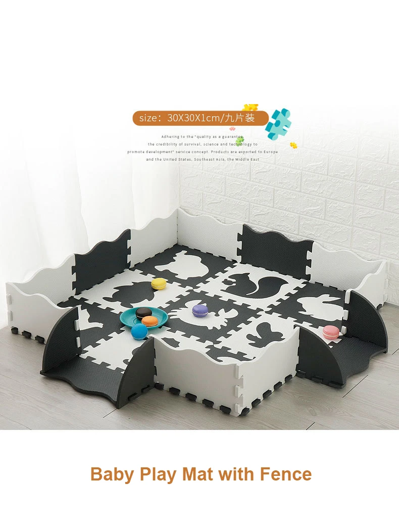 Play Mat with Fence Puzzle Jigsaw Floor Mats