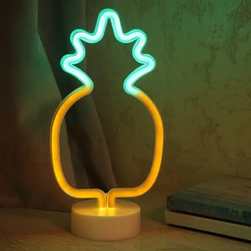 Светодиодный неоновый свет настольная лампа батарейный ящик для рождественской вечеринки, украшения для витрин, сексуальная неоновая надпись, желтая подставка для выпечки - Испускаемый цвет: Pineapple
