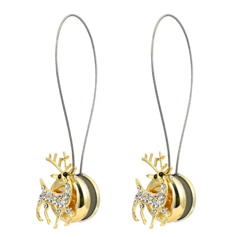 

2Pcs Christmas Magnetic Buckles Tiebacks Elk Shape Curtain Tiebacks Punch-Free Tieback Curtain Magnetic Button Tieback