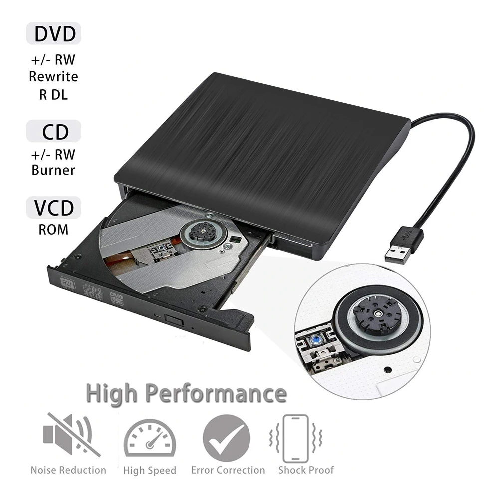  USB Mobile External DVD-RW Portable Drive ODD External DVD Drive ROM Player Writer for Windows Linu