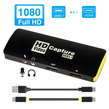

Home Office USB 3.1 Type C Plug And Play Live Streaming Broadcast HDCP HDMI Video Card Game Recording Sharing Portable
