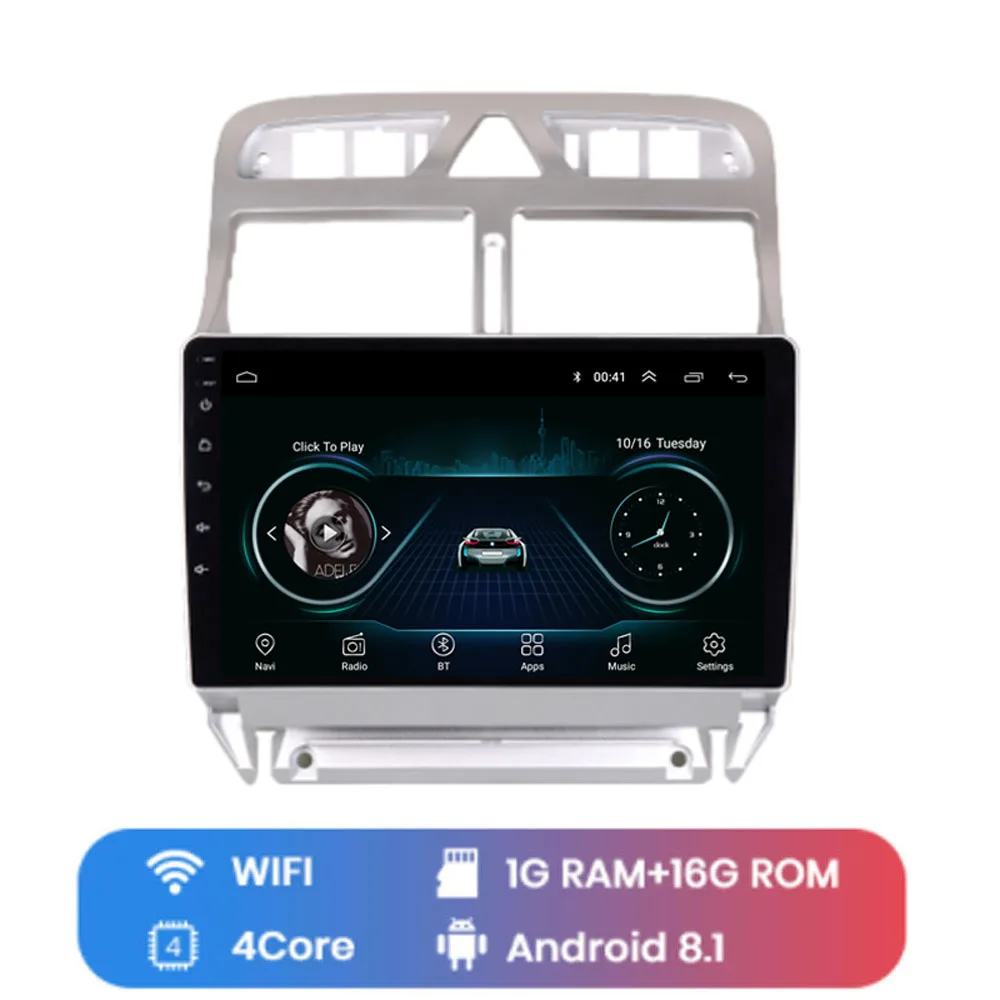 4G LTE Android 8.1 For Peugeot 307 307CC 307SW 2004-2013 Multimedia Stereo Car DVD Player Navigation GPS Radio - Цвет: WIFI (1G 16G)